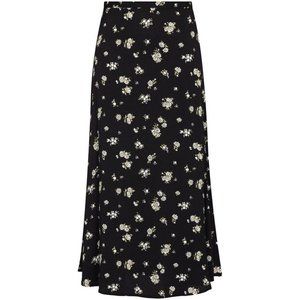 Reformation Black Floral Midi Skirt